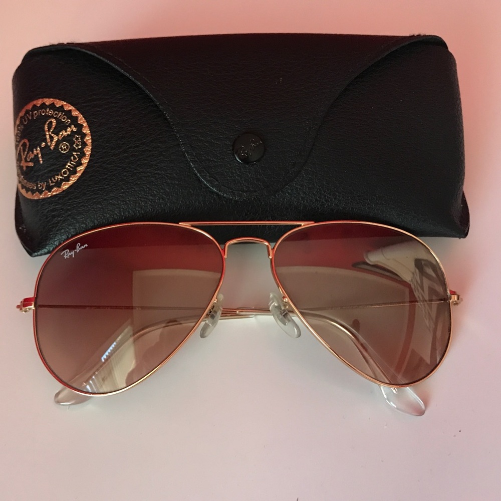 RAY BAN Brown and Gold Aviators & CASE